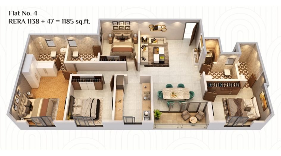 Omsai-White-House-Floor-Plan-3 BHK-1185 Sqft